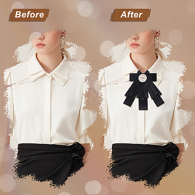 Bowknot Satin Rhinestone Brooches JEWB-WH0020-045-1