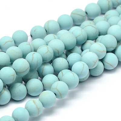 Synthetic Howlite Bead Strands G-P286-16-6mm-1-1