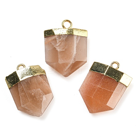 Natural Sunstone Pointed Pendants G-M431-05G-06-1