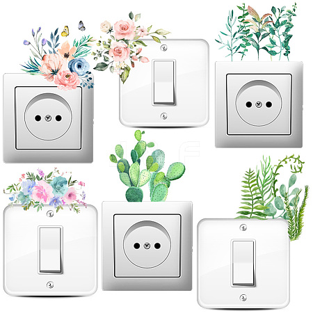 6Pcs Plant PVC Plastic Waterproof Self-adhesive Stickers Set DIY-WH0692-001-1