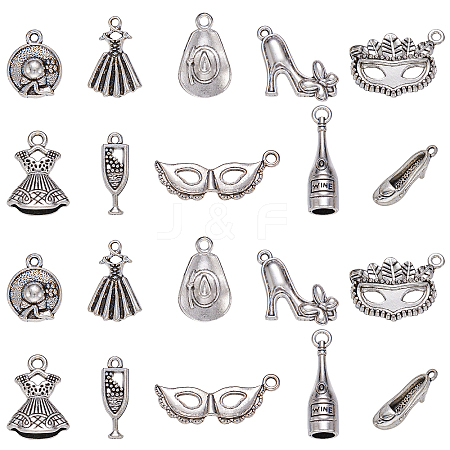 100Pcs 10 Styles Tibetan Style Alloy Pendants TIBEP-CJ0001-78-1