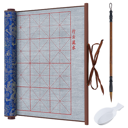 Rectangle Non-woven Fabric & Brocade Water Writing Cloth AJEW-OC0015-27A-1