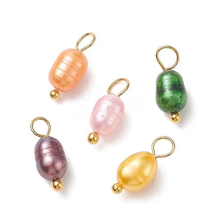 Dyed Natural Cultured Freshwater Pearl Rice Charms PALLOY-JF01948-01-1