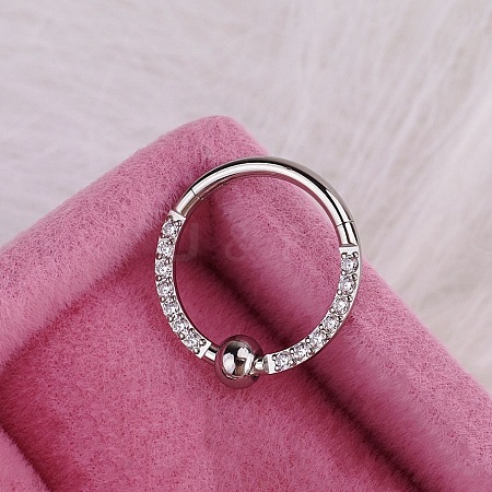 316L Stainless Steel Micro Pave Cubic Zirconia Hoop Nose Rings WG5D603-20-1