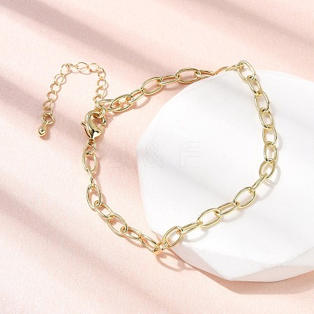 Brass Link Cable Chain Bracelet for Women BJEW-A065-01G-1