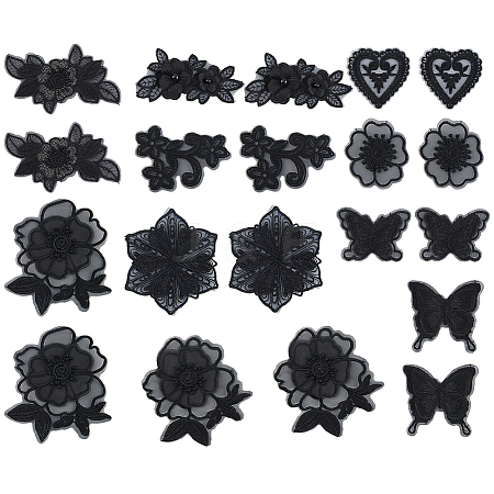20Pcs 10 Styles Computerized Embroidery Cloth Iron on/Sew on Patches DIY-HS0001-99-1