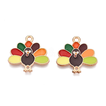 Thanksgiving Day Theme Alloy Enamel Pendants X-ENAM-T020-35B-1