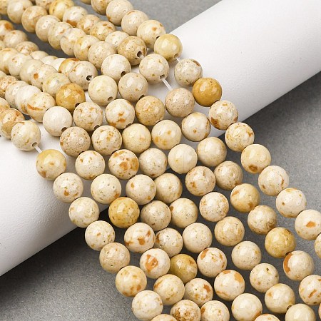 Natural Dyed Marble Beads Strands G-P593-6mm-06-1