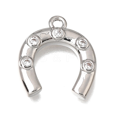 Brass Micro Pave Clear Cubic Zirconia Charms KK-K427-18P-02-1