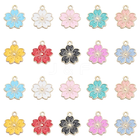 20Pcs 10 Colors Alloy Enamel Pendants ENAM-YW0002-12-1