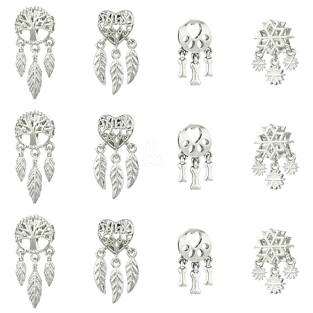 12Pcs 4 Styles Alloy European Beads FIND-CJ0005-01-1