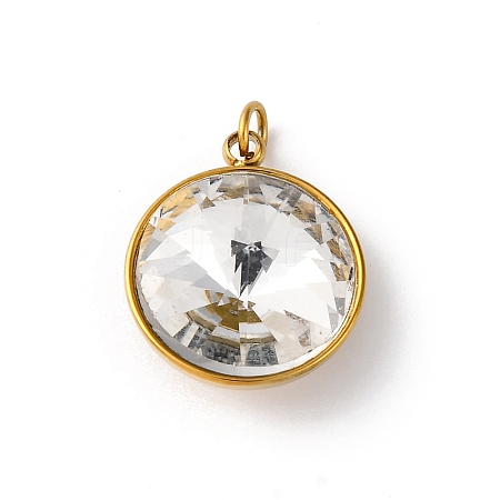 High Polished 316 Stainless Steel Faceted Glass Pendants STAS-K258-46G-06-1