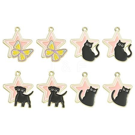 8Pcs 4 Styles Alloy Enamel Pendants FIND-FS0001-91-1