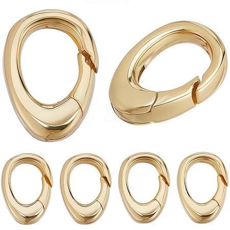 6Pcs Brass Spring Gate Rings KK-SC0003-80-1