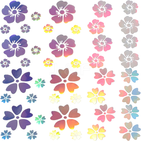 Gorgecraft 4 Sheets 2 Styles Flower PVC Waterproof Car Stickers DIY-GF0008-94C-1