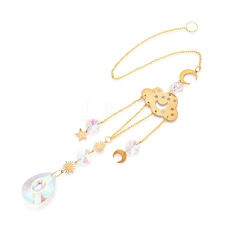 Faceted Glass Sun Catcher Pendant Decorations AJEW-A037-12G-1
