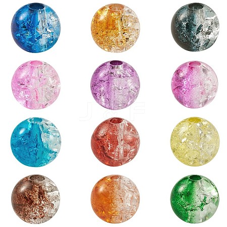 Two Tone Transparent Crackle Acrylic Beads CACR-TA0001-01-1