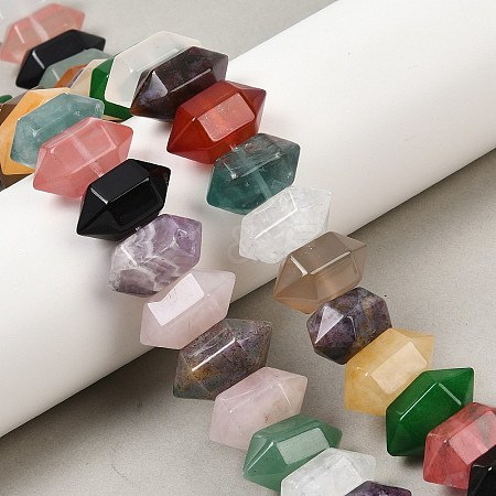 Natural Mixed Stone Double Terminated Point Beads Strands G-T142-97-1