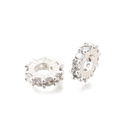 Brass Micro Pave Clear Cubic Zirconia Beads KK-K300-02D-S-1