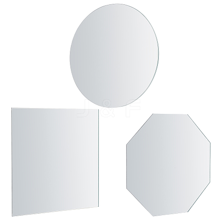Fingerinspire 3Pcs 3 Style Glass Mirror Sheet AJEW-FG0002-28-1