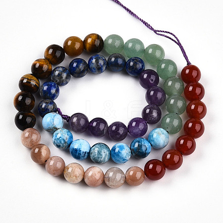 Natural Seven Chakra Stone Beads Strands G-T140-8mm-13B-1