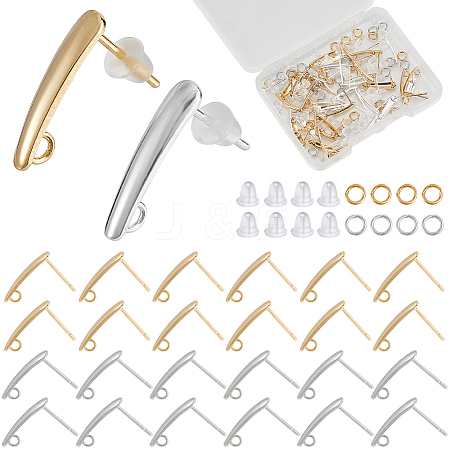 CREATCABIN 40Pcs 2 Colors Teardrop Brass Stud Earring Findings DIY-CN0002-72-1