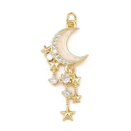 Brass Micro Pave Clear Cubic Zirconia Pendants X-KK-F919-37B-G-1