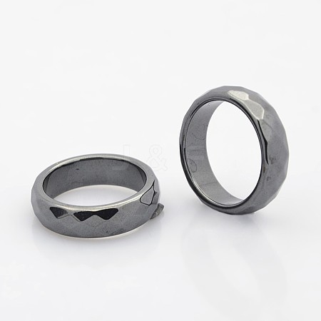 Faceted Magnetic Synthetic Hematite Finger Rings RJEW-J005-04B-01-1