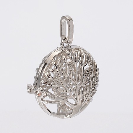 Filigree Flat Round Brass Cage Pendants LS-KK-K115-08P-NR-1