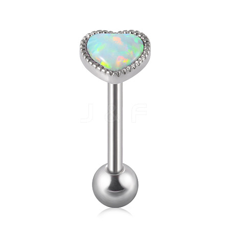 304 Stainless Steel with Synthetic Opal Tongue Rings WGE7D3A-06-1