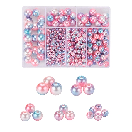 497Pcs 5 Style Rainbow ABS Plastic Imitation Pearl Beads OACR-YW0001-07A-1