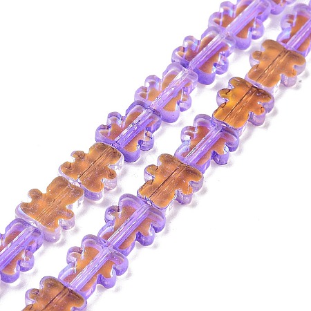 Transparent Electroplate Glass Beads Strands GLAA-F122-05C-1