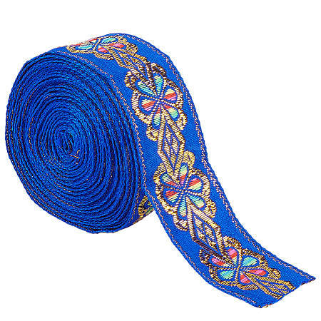 Flat Ethnic Style Embroidery Polyester Ribbons OCOR-WH0067-86A-1