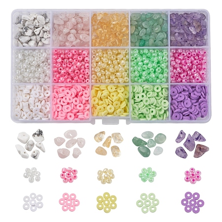 15 Style Handmade Polymer Clay Beads CLAY-YW0001-35-1