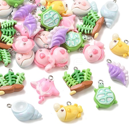 Marine Organism Theme Opaque Resin Pendants RE-CBA40A4-02-1