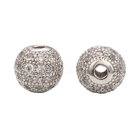 Brass Cubic Zirconia Beads ZIRC-F001-31P-1