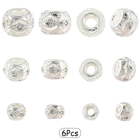 9Pcs 3 Styles Brass Micro Pave Clear Cubic Zirconia Beads KK-YW0004-43S-1