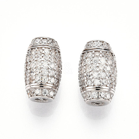 925 Sterling Silver Micro Pave Clear Cubic Zirconia European Clasps STER-T007-143P-1