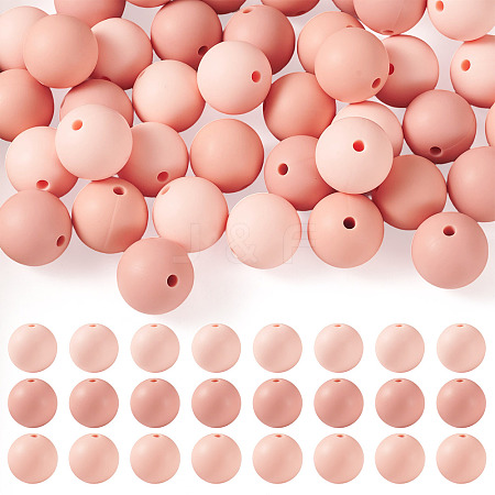 45Pcs 3 Colors Round Silicone Focal Beads SIL-TAD0001-01F-1