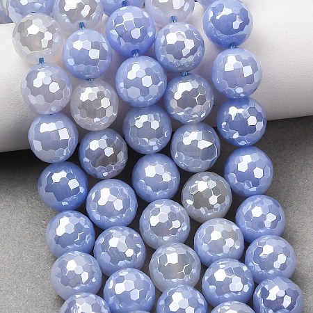 Electroplated Natural Agate Beads Strands G-B191-A07-10mm-16-1