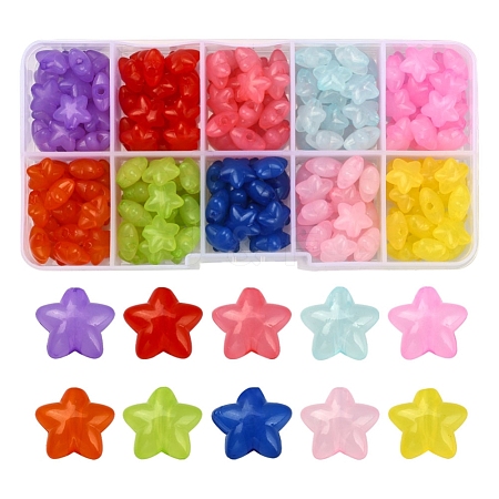 240Pcs 10 Colors Transparent Acrylic Beads MACR-YW0001-89-1