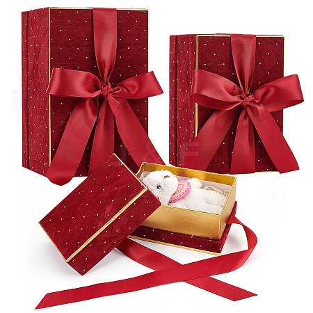 3Pcs 3 Styles Cardboard Paper Gift Boxes with Velvet Lid and Ribbon AJEW-BC0010-03A-1