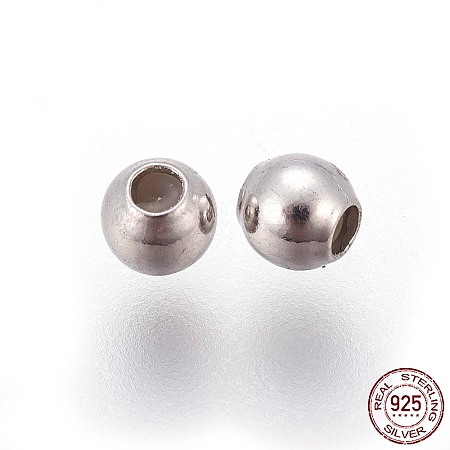 Anti-Tarnish Rhodium Plated 925 Sterling Silver Stopper Beads STER-E062-07P-1