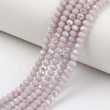 Electroplate Opaque Solid Color Glass Beads Strands X-EGLA-A034-P6mm-L08-1