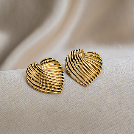 304 Stainless Steel Heart Stud Earrings for Women OP2975-1-1