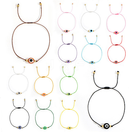14Pcs 14 Colors Bohemian Style Resin Evil Eye Bead Braided Bracelets BR6167-1-1