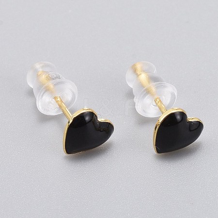 Brass Enamel Stud Earrings EJEW-L231-65A-1