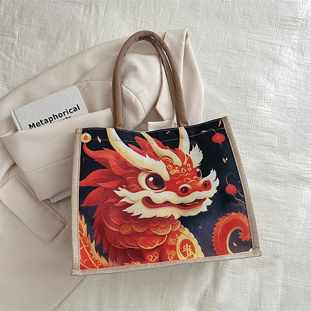 Ethnic Style Dragon Pattern Canvas Shoulder Bags PW-WG42056-05-1