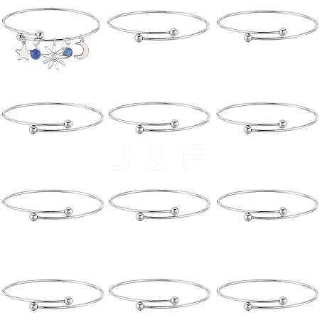 12Pcs Adjustable 304 Stainless Steel Wire Cuff Bangle Making MAK-SC0001-19-1
