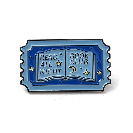 Rectangle with Star & Moon & Word Read All Night Book Club Enamel Pins JEWB-M029-07C-EB-1